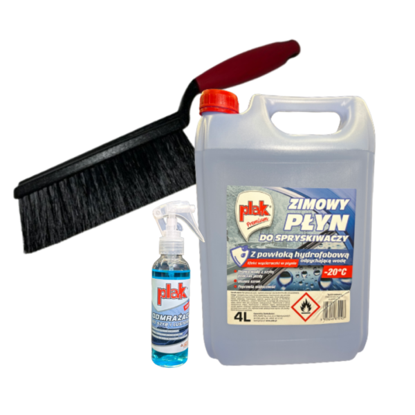 PLAK Zestaw zimowy, płyn do spryskiwaczy, odmrażacz, szczotka do śniegu