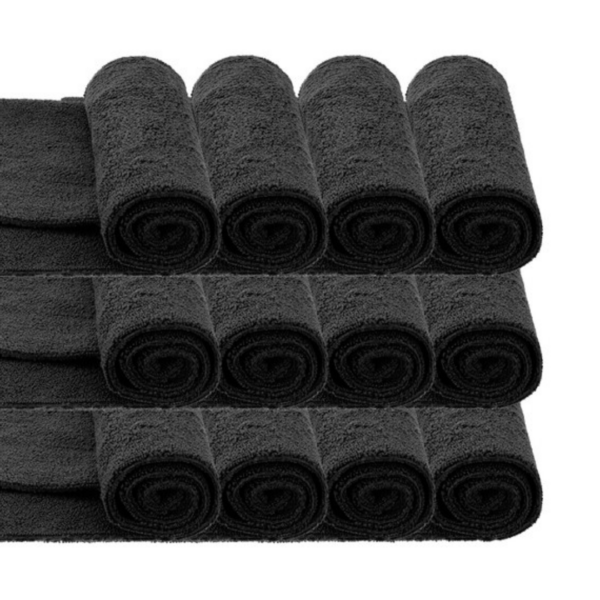 MR RAG 40x40cm BLACK edgeless 380GSM mikrofibra czarna bezszwowa - zestaw 12 Sztuk