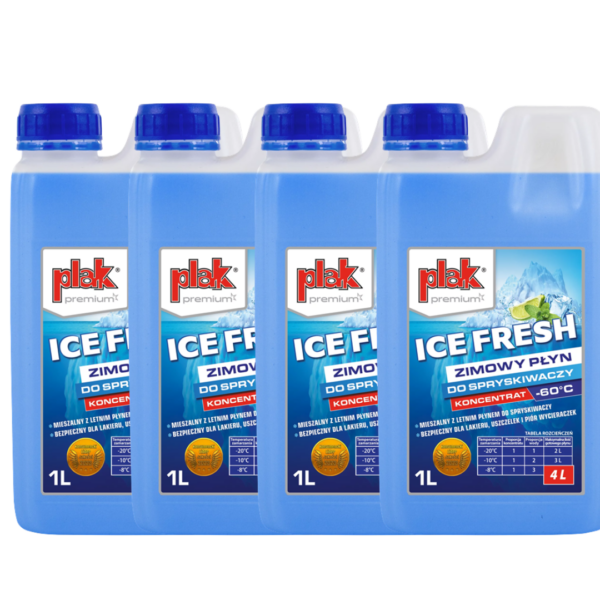 PLAK Zimowy płyn do spryskiwaczy -60°C ICE FRESH koncentrat 1l - zestaw 4 sztuki