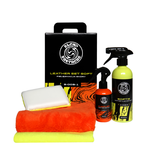 BLEND BROTHERS Leather Set Soft - Pomysł na Prezent Pełen zestaw do delikatnego czyszczenia i zabezpieczenia skór w aucie
