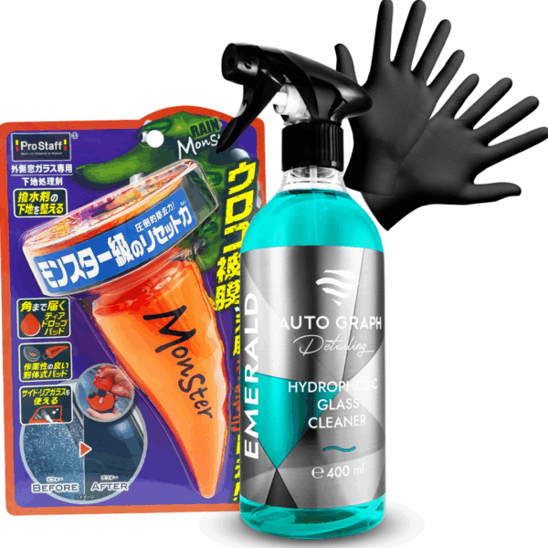 Prostaff "Rain Monster Reset" zestaw do usuwania kamienia na szybie i zabezpieczenia odpycha wodę